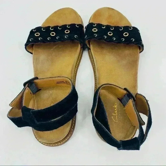 Clark’s Artisan Women's Corsio Amelia Black Soft Suede Sandals Size 11 - Picture 2 of 8